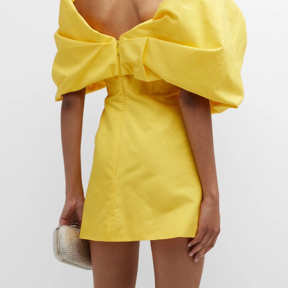 Rachel Gilbert Xavier Off-the-Shoulder Puff-Sleeve Mini Dress in Yellow Size 6 - Picture 7 of 14